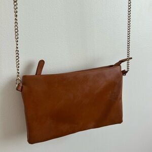 Forever 21 Tan Brown Faux Leather Chain Crossbody Bag